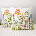 Embroidered Throw Pillow Covers 18x18 Set of 2 with Zipper, Flower