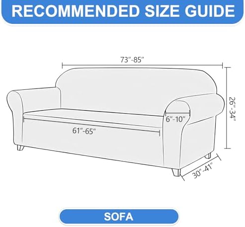 Stretch Couch Covers for Sofa, Fits Sofas 73"-85", Off-White