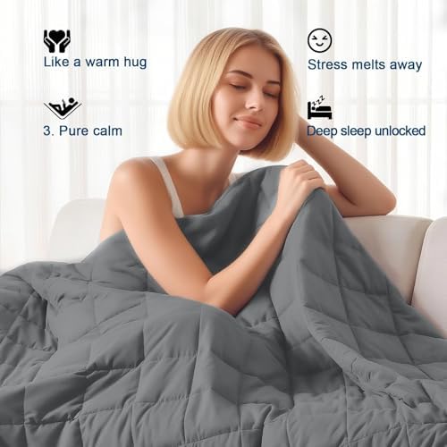 Hillhub Weighted Blanket (10lbs 48"x 72" Grey) for Adults and Teens