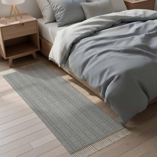 Gray Boho Hallway Runner Rug 2'x5', Geometric Modern Abstract