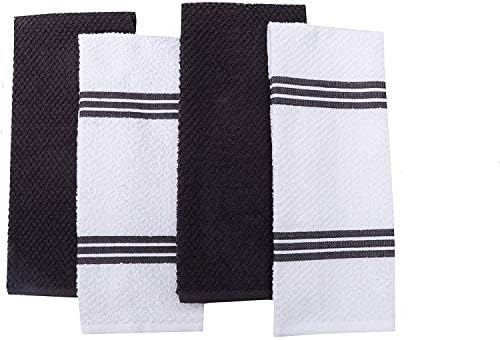 AMOUR INFINI Bundle Pack of 4 Terry Dish Towels + 8 Dish Cloths Highly