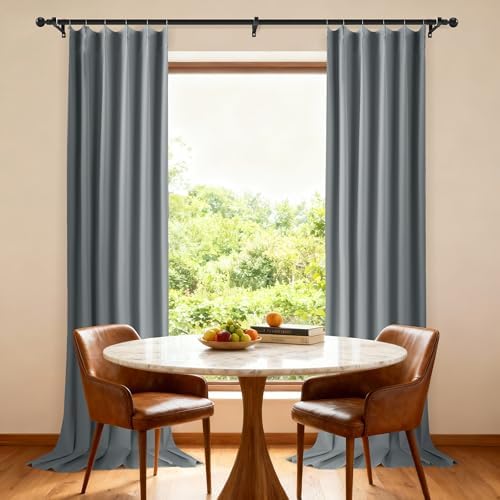 Etherealveil Charcoal Gray Pinch Pleated Blackout Curtains 2P 40"x120"