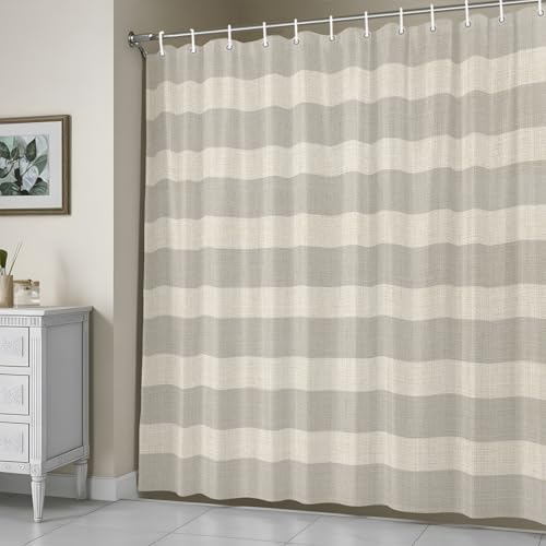 Shower Curtains Sets for Bathroom Decor Minimalist Taupe Stripes