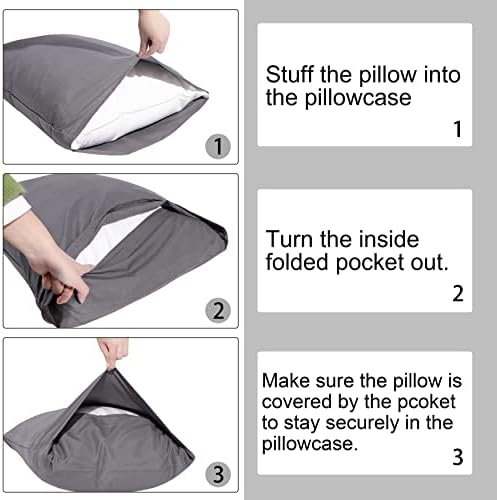 NTBAY Cotton Standard Pillowcases, Set of 2, Light Grey