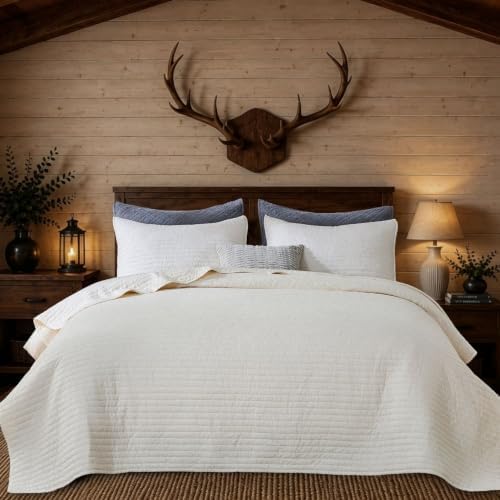 DOWN HOME King Quilt Bedding Set with Shams, Vintage Washed Soft