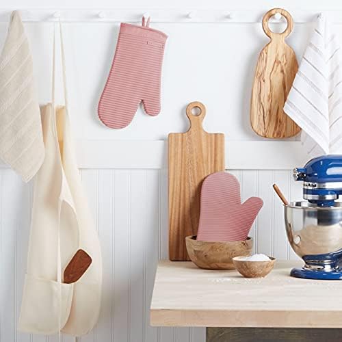 KITCHENAID Ribbed Soft Silicone Oven Mitt 2-Pack Set, 7.5"x13", Dried