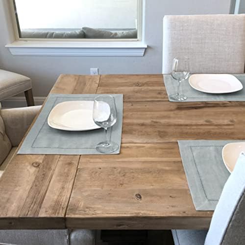 CleverDelights Gray 14" x 20" Hemstitched Placemats - 12 Pack