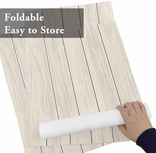 Beige Wood Grain Placemats for Dining Table Set of 4, Rustic Retro