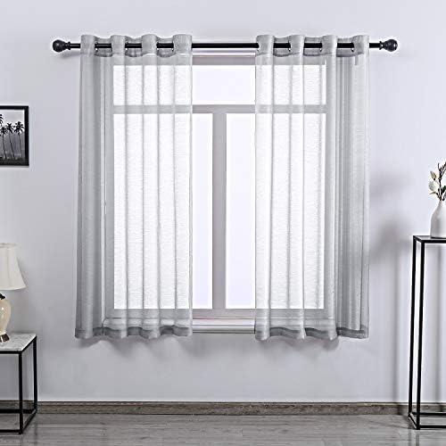 DONREN 63 Inch Textured Sheer Curtains Luxury Soft Grommet Top Shear