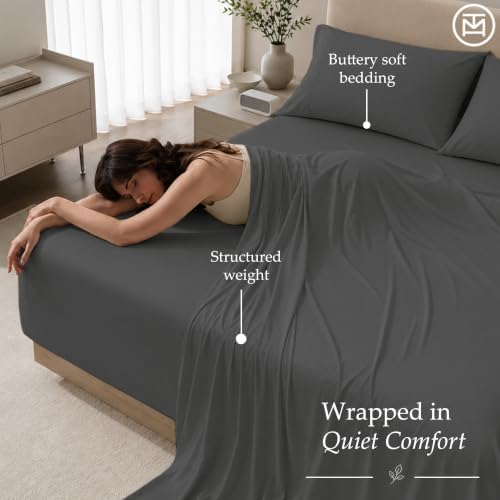 Threadmill 600 Thread Count Cotton King Sheet Set, Sateen, Dark Grey