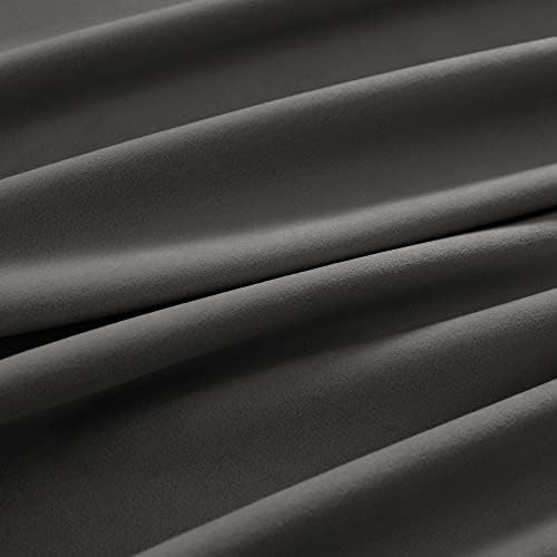 Nanbowang Dark Gray Velvet Curtains 120 Inches Long - Soft Rod Pocket