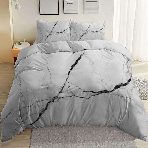 Duvet Cover Set Queen Size, Soft Washed Microfiber Abstract Style