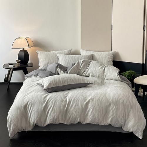 MZP Striped Duvet Cover Set 100% Cotton 4pcs Breathable Durable Soft