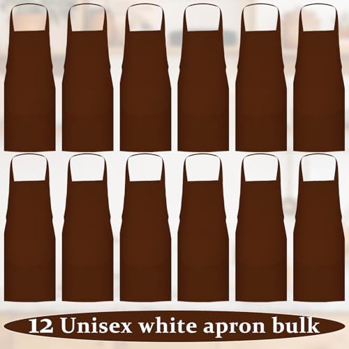 12Pack Bib Apron,Aprons with 2 Pockets,Aprons Bulk,23.2 x 28 Inch