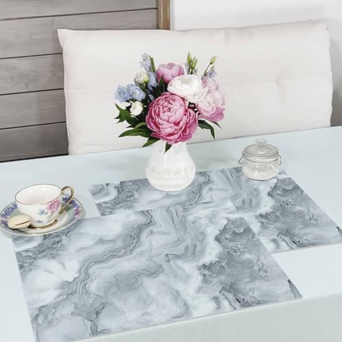 Placemats Set of 8, Abstract Gray Water Ripple Stripe Washable Table