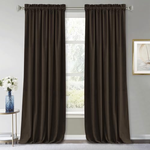 RYB HOME Velvet Shower Curtains 72 inches for Bathroom & Bedroom