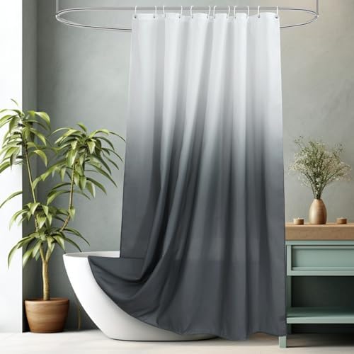 AooHome Fabric Shower Curtains, Cloth Ombre Grey Shower Curtain Sets
