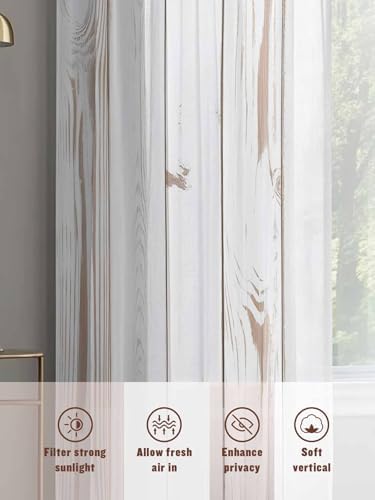 Sheer Curtains 108 Inches Long 2 Panels Set for Living Room, White