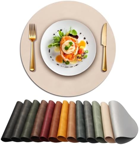 UnivoColors Placemats Round Faux Leather Placemats Set of