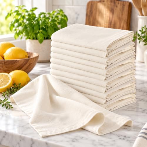 Flour Sack Dish Towels, 100% Cotton Dish Towels, Size: 27 x 27 Inches
