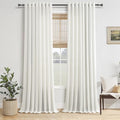 Jowels Ivory Linen Grommet Curtains 108 Inch Length for Living Room