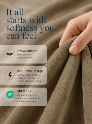 Utopia Bedding Ultra Soft Fleece Bed Blanket King Size Camel