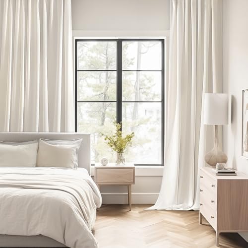 MIULEE Ivory Back Tab Blackout Curtains 52x96 Inch Long 2 Panels Set