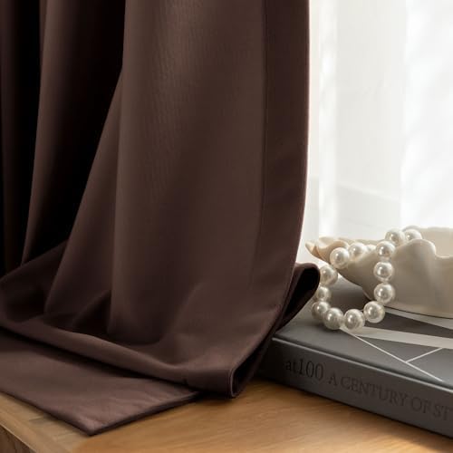 Beauoop Coffee Brown Velvet Curtains for Bedroom Living Room 52x72 2