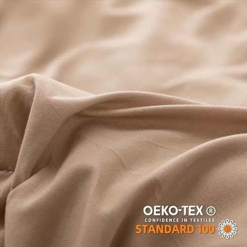 YIRDDEO King Size Comforter Set, Taupe Ball Pom Fringe Bedding Set