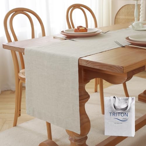 100% Pure French Linen Table Runner (Natural,14x132 Inch)
