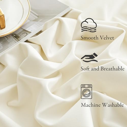 KGORGE Velvet Curtains Ivory Blackout 108 inches 2 Panels for Bedroom