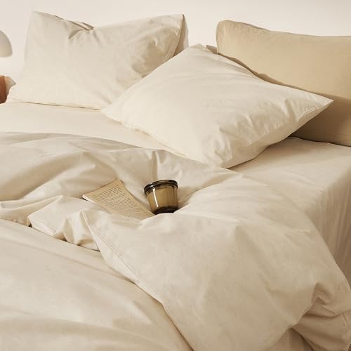 Beige Duvet Cover Twin Cotton Linen Boho Comforter Cover Twin Soft