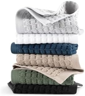 DKNY Quick Dry 100% Cotton Towels, 6 Pack Washcloths - 12 x12, Grey