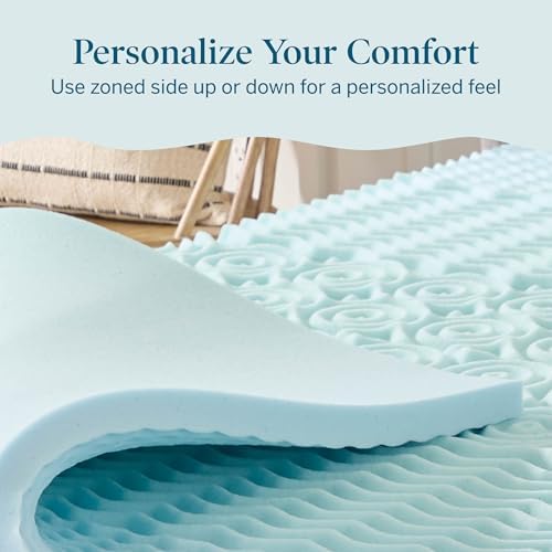 Lucid 2 Inch Gel Memory Foam Topper, 5 Zones, Cooling, Queen Size