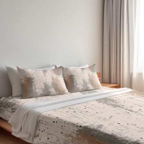Shrahala Abstract Art Surface Twin XL 4 Piece Sheets Set, Muted Grainy