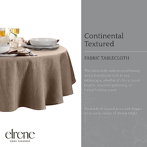 Continental Solid Texture Water Resistant Tablecloth, Taupe - 70" W x