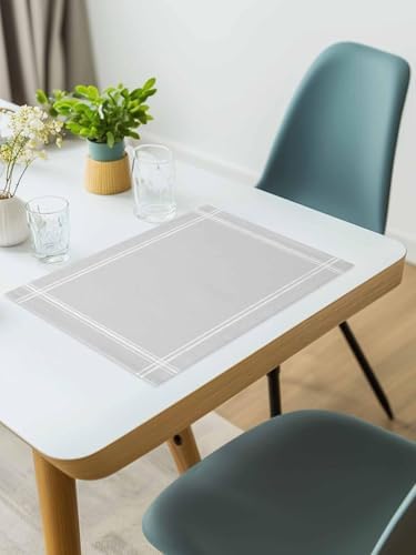 Placemats Set of 8 for Dining Table, Solid Color Light Gray Washable