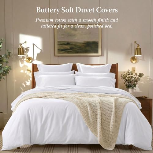 Threadmill 300 Thread Count Cotton Queen Duvet Cover, White, 1-Piece