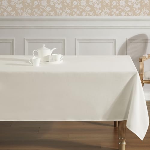 Laura Ashley Esme Decorative Tablecloth, 60" x 102", Ivory