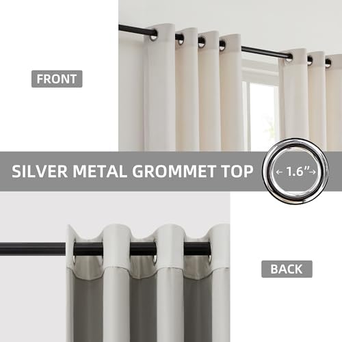 BULBUL 100% Full Blackout Velvet Curtains,108 inches Long Cream Ivory