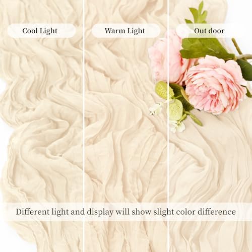 10 Pack Ivory 17 x 108 Inch Cheesecloth Table Runner - Boho Gauze
