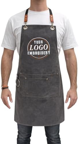 TEEAMORE Custom Design Apron for Men Women Adjustable Crossback Thick