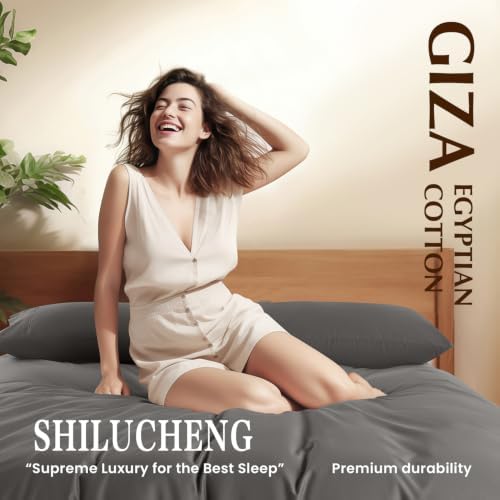 Shilucheng 100% Giza Egyptian Cotton King Size Sheets Set