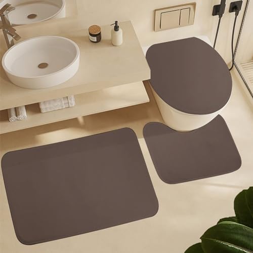 3 Pieces Bath Rug Sets, Non-Slip Absorbent Bathroom Mats,Solid Color