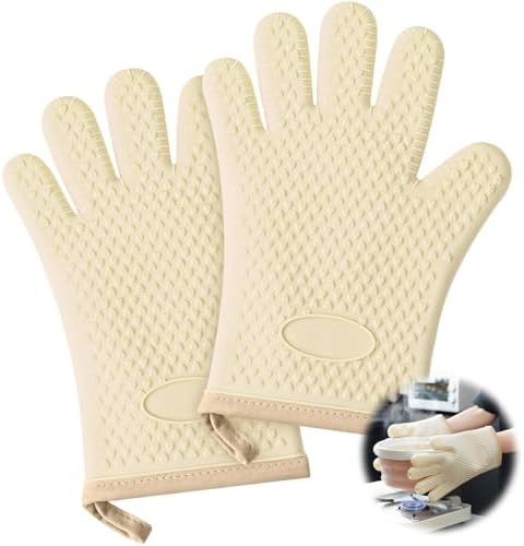 Cotton Thickened Silicone Oven Mitts Heat Resistant-2 Pack Silicone