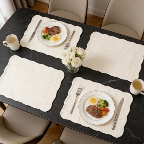 Quilted Placemats Set of 4 18"X13" Cotton Placemats Washable Cloth