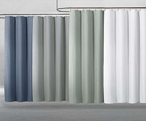SUN+BLK Bridgeport Waffle Weave Fabric Shower Curtain, 70” W x 72” H