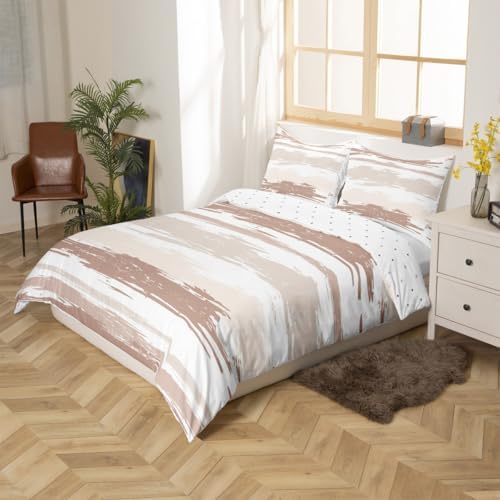 Erosebridal Abstract Brown Duvet Cover Queen Size Modern White Grey