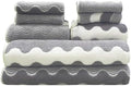 ABREEZE Wave Stripe Pattern Towel Set, Grey, 8pc