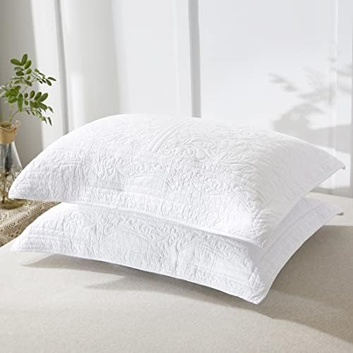 WINLIFE 100% Cotton Quilted Pillow Sham Floral Printed Pillow Cover